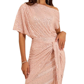 💃Letzter Tagesverkauf - 50 % RABATT🎉Party- und Clubkleid mit One-Shoulder-Träger und funkelnden Pailletten für Damen✨