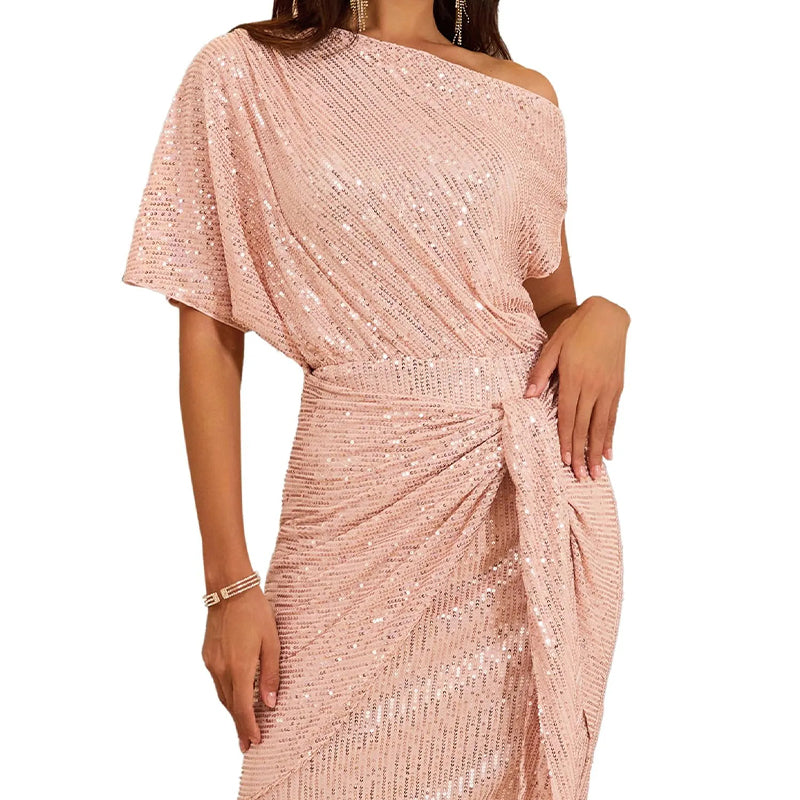 💃Letzter Tagesverkauf - 50 % RABATT🎉Party- und Clubkleid mit One-Shoulder-Träger und funkelnden Pailletten für Damen✨