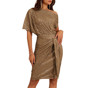 💃Letzter Tagesverkauf - 50 % RABATT🎉Party- und Clubkleid mit One-Shoulder-Träger und funkelnden Pailletten für Damen✨