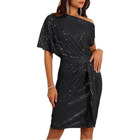 💃Letzter Tagesverkauf - 50 % RABATT🎉Party- und Clubkleid mit One-Shoulder-Träger und funkelnden Pailletten für Damen✨