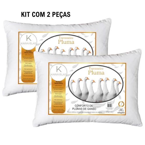 Travesseiro Plumas de Ganso Sintético - Kit Com 2 Unidades