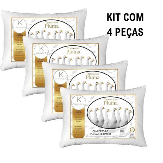 Travesseiro Plumas de Ganso Sintético - Kit Com 2 Unidades