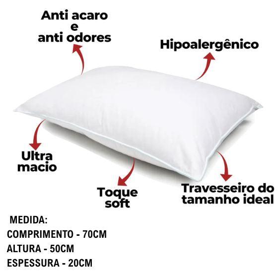 Travesseiro Plumas de Ganso Sintético - Kit Com 2 Unidades